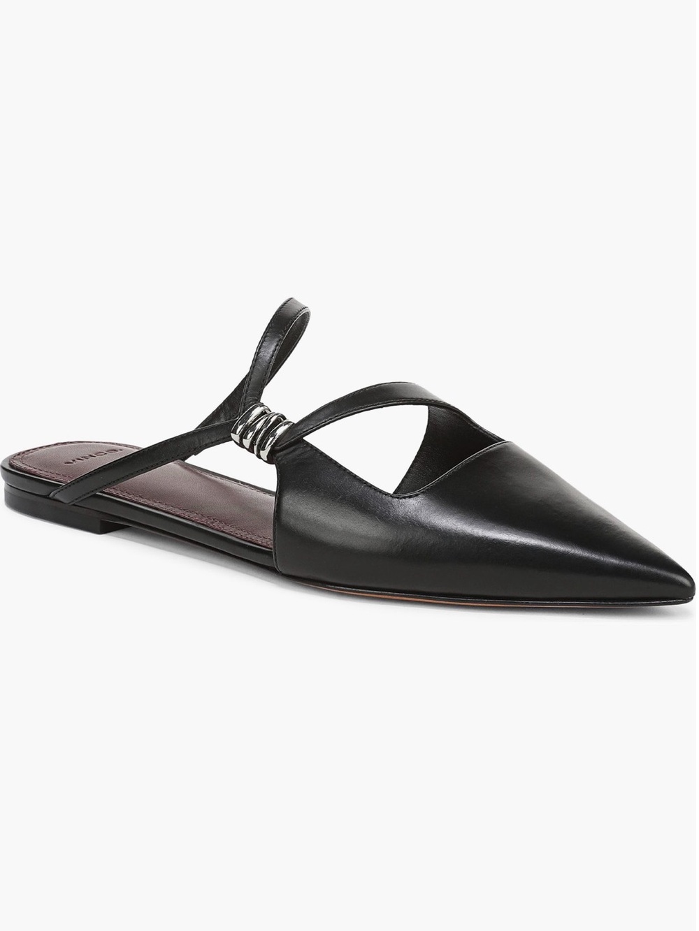 VINCE Black Leather Pointed-Toe Mule - Picture 6 of 10